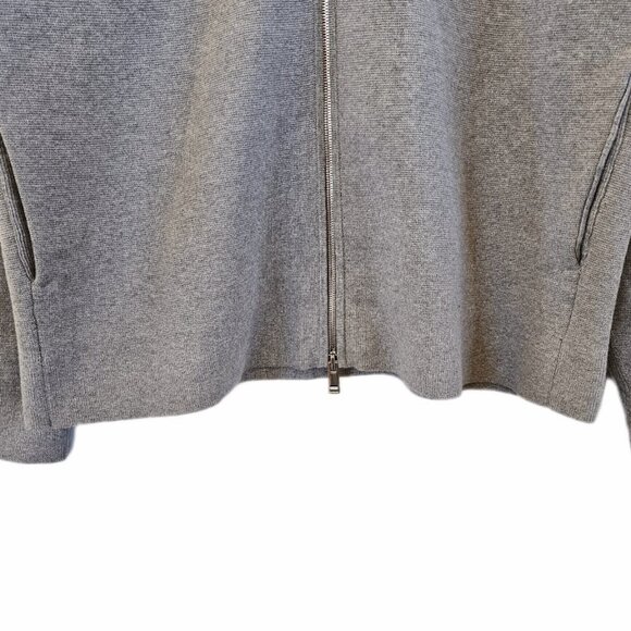 Theory Heather Gray Men's Zip-Up Sweater - Picture 4 of 13